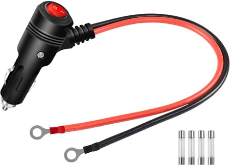 GELRHONR 12V KFZ Zigarettenanzünder Wechselrichter Kabel, Auto Zigarettenanzünder Stecker auf O-Ring-Anschluss mit Schalter, 15A Sicherung, für Luftpumpe, Auto-MP3-Netzteil(0.3M/1Ft)