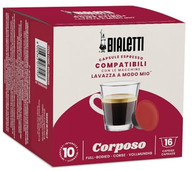 Bialetti Caffè Capsule Compatibili Lavazza A Modo Mio®, Corposo, 16 Capsule