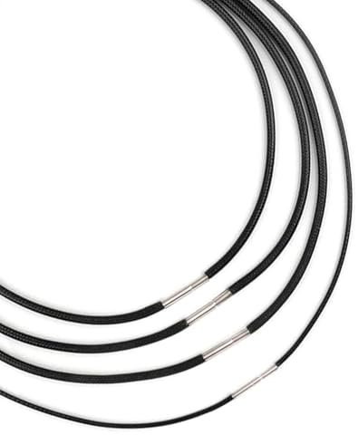 GFTCGK 4 Stück Lederband Halskette 2mm, Kunstleder Halskette Schwarz, Lederkette Mit Edelstahl Verschluss, Lederhalsband für Männer und Frauen(40-55cm)