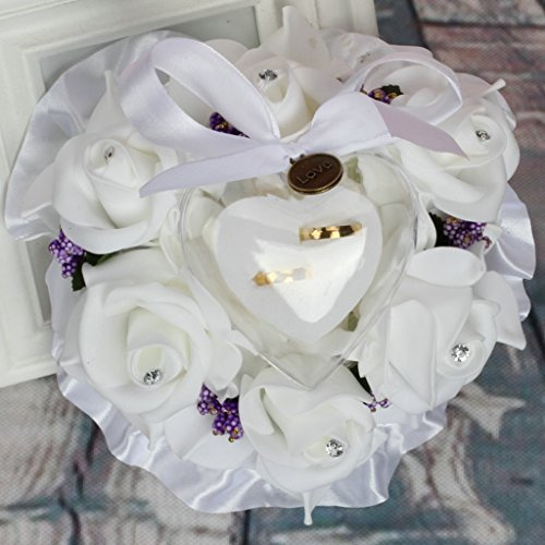 MOONDAME Wedding Pillow Ceremony Heart Shaped Bearer Cushion Wedding Box Holder Wedding Accessories
