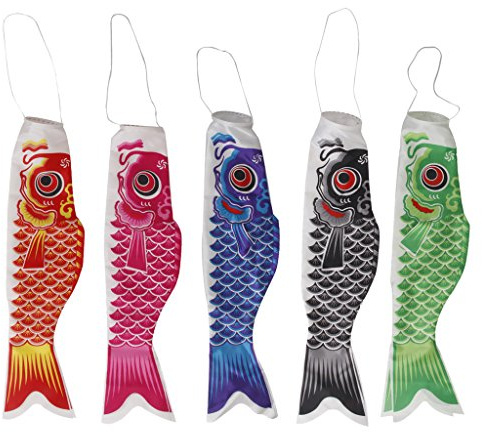 Pleayietoopiatiey 55-150cm Verschiedene Japanische Windsack Karpfen Flagge Koi Nobori Segelfisch 55cm Grün
