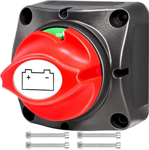 HOLMOL Batterie Trennschalter 12V 24V 48V, 1 Stück Batterietrennschalter 12V, 275A Batterie Trennschalter Auto, Hauptschalter 12 Volt, Batterieschalter für Boot, Marine, LKW, ATV, Wohnmobil