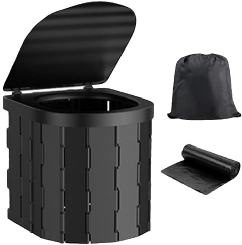 Auto-Reise-Toilette Tragbar - Klappbare Campingtoilette, Tragbare Camping-Toilette | Camping Erwachsene Tragbare Toilette Faltbar, Damen Herren Autoreisen Must-Have Außenmülleimer Für Camping Roadtrip