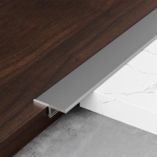 Raouoae Übergangsprofil 3 Stück*90cm Übergangsschiene Aluminium-T-Profil Arbeitsplatten Verbindungsschiene Übergangsleiste Laminat for Verbinden Von Böden Gleicher Höhe(Pistolengrau,Breite 20 mm)