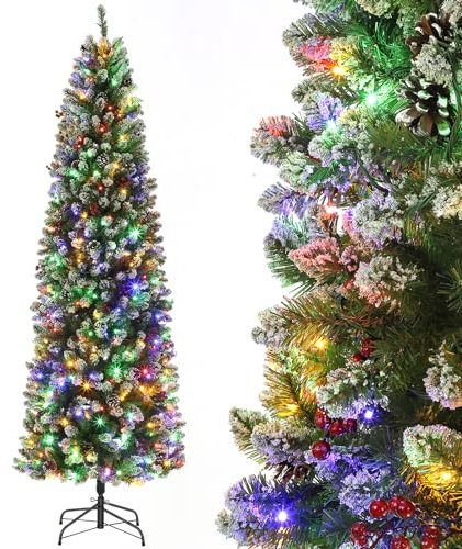230cm Weihnachtsbaum mit 350 Beleuchtung,RGBW 9 Lichtmodi, Vorbeleuchteter künstlicher Weihnachtsbaum PVC,Einfacher Aufbau für Weihnachten Deko