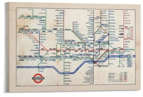 1947 Londoner U-Bahn-Retro-Karten-Poster, Wandkunst, Gemälde, Leinwanddrucke, Dekor-Poster, Kunstwerke, 60 x 90 cm