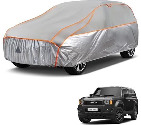 kayme Hagelschutzplane Auto Autoabdeckung Wasserdicht Atmungsaktiv，Hagelschutz Vollgarage Passend für Toyota Land Cruiser（1990-2024）, Hagelschutzgarage Abdeckplane für Hagel Sonne Schutz, Grau