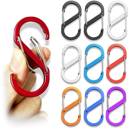 10 stycken S form karbinhake, Mini aluminiumlegering karbinhake, S form nyckelring, S karbinhake nyckelring, S Ring Karbinhake, för Hem, Ryggsäckar, Utomhus Vandring, Camping, Fiske, Resor, Nycklar.