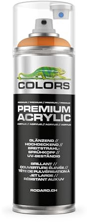 COLORS Premium Acrylic Sprühfarbe 400ml – Hochdeckender Sprühlack für Innen & Außen, Spraydose für DIY-Projekte - RAL 2003 - Orange Glanz