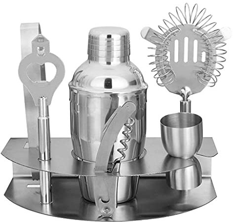 QTANZIQI Cocktail Shaker Acciaio Inossidabile Cocktail Shaker Mixer Drink Barista Martini Tools Set Bar Kit Cocktail Shaker Mixer Barista Drink Set 7 Pezzi