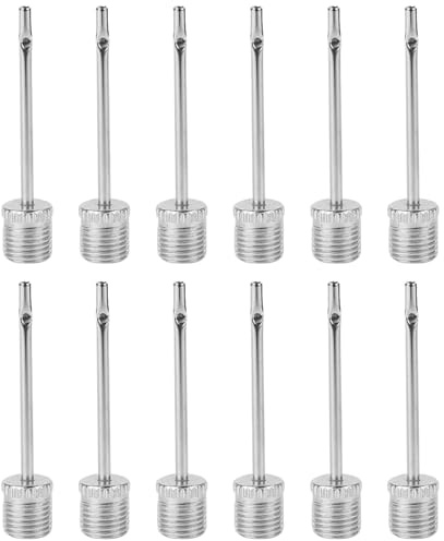 WOLMIK Ball Pumpe Nadel, 12 Pcs Luftpumpennadel, Doppelloch Aufblasbare Nadel, Ballpumpen-Aufblasnadeln, für Basketball, Volleyball, Rugby, Fußball, Sportbällen