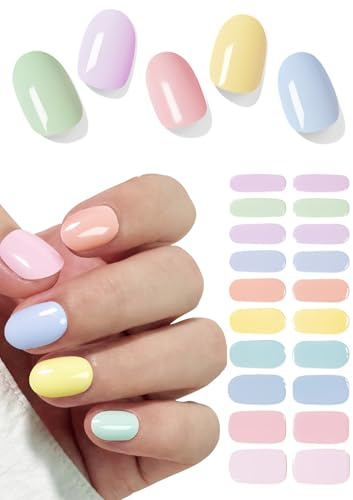 Wahrshei Nagelfolien | 20pcs Macaroon Nagelfolie Selbstklebend | UV Gel Nagelfolie | Gel Nail Stickers, Gellack Wraps für Nagel
