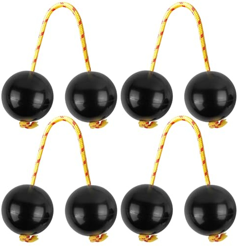 LEKEFETO [Lot de 4] Shaker à rythme africain, percussion manuelle traditionnelle avec 2 balles par brin, parfait pour les mariages, les cours de musique et les fêtes (couleur graphite)