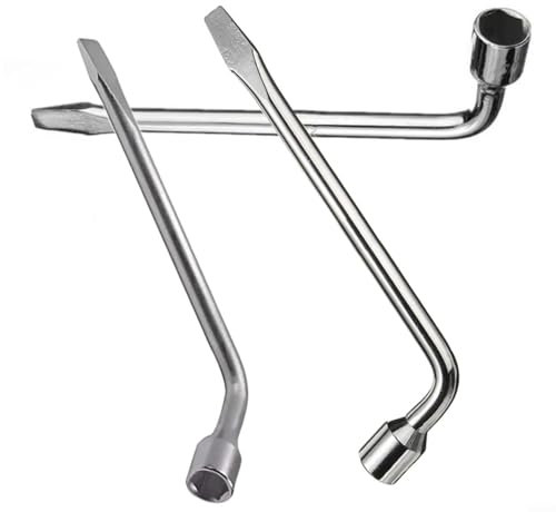 LVYXON Auto-Ersatzreifen-Steckschlüssel-Set, L-Typ, Sechskant-Schlitz, Reparaturwerkzeug, 17/19/24 mm, Edelstahl, ausziehbarer Griff, Radmutternschlüssel mit hohem Drehmoment
