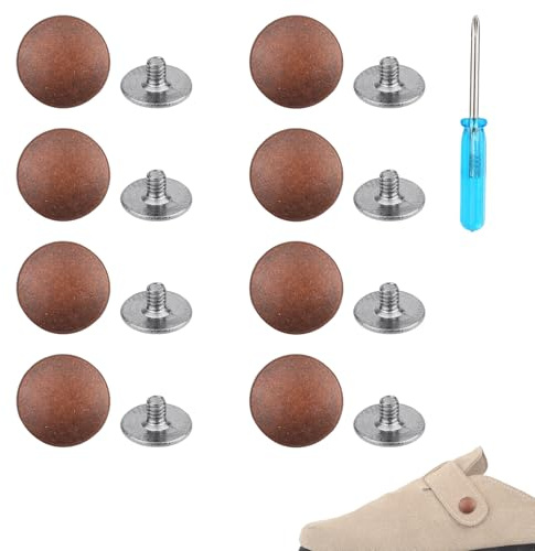 Gosknor 8pcs Replacement Rivets for Boston Clogs Shoes, Easy to Install Zinc Alloy Rivet Buttons Accessories Parts with Screwdriver for Women Men Classic Leather Cork Suede Clogs (Bronze)
