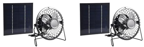 Cwmiibili 2X Mini Solar Panel Powered Ventilator Fan Portable 5W 4 Inch Greenhouse Solar Exhaust Fan for Outdoor
