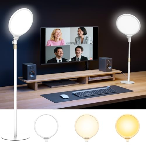 TELESIN Ringlicht mit Stativ für Handy, Laptop und Videokonferenzen | 10,2 LED-Ringleuchte, 9 Lichtstufen, 3000–6000K, Schreibtischlicht für Live-Stream und TikTok