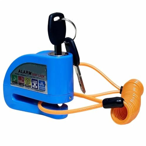 DGOINGPI Pinza Antirrobo Moto Candado Disco con Alarma para Bicicleta Candado para Motocicleta Alarma, Protección Seguridad Aleación Aluminio Recordatorio Antirrobo Candado(Two Blue)