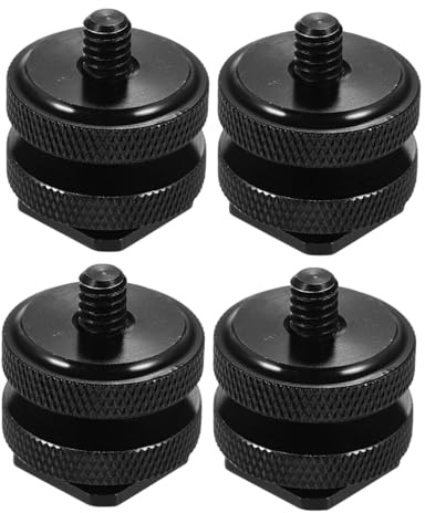 SHINEOFI Adaptador de Montaje de Cámara Tornillo Doble 1/4 Pulgada de Aleación de Aluminio para Zapata Caliente, Fijación Segura y Compatible Disparadores Inalámbricos