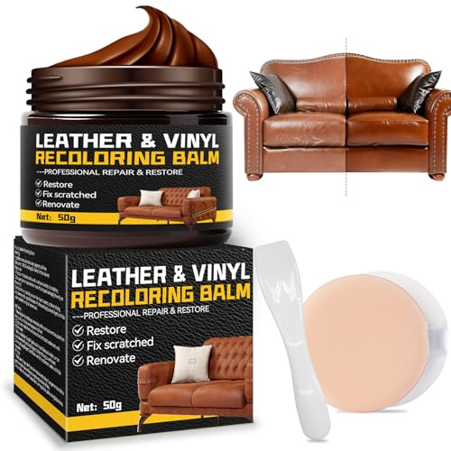 Balsamo Ricolorante per Pelle, Kit di Riparazione per Pelle, 50 g, Ripristino del Colore della Pelle per Divani in Pelle Sbiadita e Graffiata, Seggiolini Auto, Abbigliamento, Accessori (Marrone Scuro)