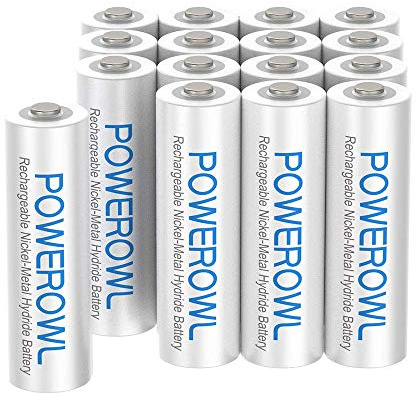 POWEROWL AAA Rechargeable Batteries -Pack of 16, Recharge up to 1200x Times, Pre-Charged NiMH Triple A Battery