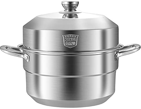 HTTGDGDH Pentola per Cottura A Vapore/Pentola per Zuppa/Acciaio Inossidabile 304 per Uso Alimentare, Fondo della Pentola Monoblocco, Panini al Vapore, Pesce, Zuppa di Pollo in Umi(30 Cm)