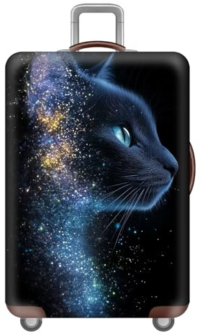 KofferhüLle Elastisch,KofferschutzhüLle FüR Koffer,Koffer HüLle Schutz,Waschbare & Wiederverwendbare,Koffer-Abdeckungen,StrapazierfäHiges Reise Cover,Flame,Galaxy,Luggage Cover (Katze,M(22-24inch))