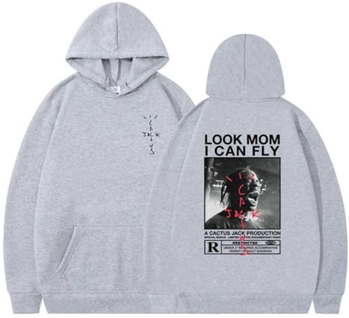 BaeKnyin Look M0m I Can Fly Felpa con Cappuccio da Uomo con Grafica Hip Hop Pullover Oversize Sweatshirt Unisex M,QGreyBlack-3