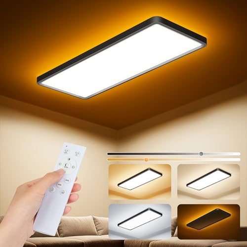 Uwithm Deckenlampe LED Deckenleuchte Lang, LED Panel 58x22x2.9 CM Dimmbar | 32W 3000K-6500K/1800K Nachtlicht,Küchenlampe Decke Lampen mit Fernbedienung für Wohnzimmer Schlafzimmer Küche Badezimmer Flur