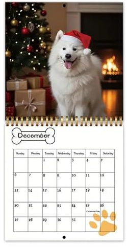 Djowyh Calendrier mural 2026 pour chiens - Grande grille - Organiseur de lieu de travail - Planification des vacances - Suivi des objectifs - Activité familiale