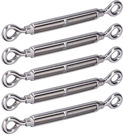 Cryfokt Tendeur 304 en Acier Inoxydable Résistant à la Rouille, Tension de Câble Métallique pour Matériel de Voile D'ombrage, Paquet de 5 – Durable et Pratique pour Regrouper des Câbles Métalliques