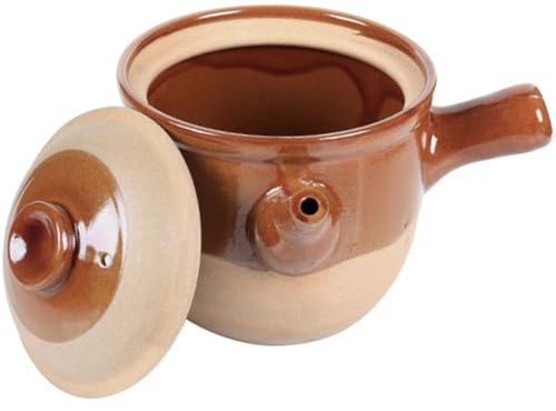 Ipetboom Pentola in Argilla Ceramica per Medicina Tradizionale Casseruola per Stufato e Bollitura Resistente Alte Temperature Beccuccio Versatore e Manico Isolante per Cucina su Fornello