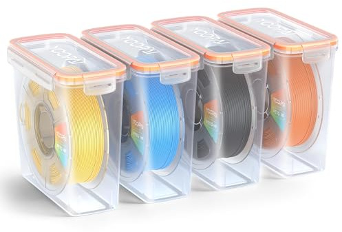 YOOPAI Pro Boîte de Stockage pour Filament – Conteneur Airtight pour Bobine Individuelle avec Dessicants, Contrôle de l’Humidité, Antipoussière pour Filament d’Impression 3D (Lot de 4)