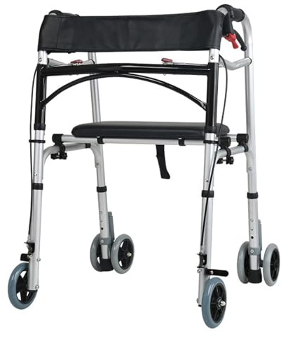 Klappbare Gehhilfen mit Rädern Aluminium-Rollator Gehhilfe for Senioren und Erwachsene Stehrehabilitation Höhenverstellbar rehabilitation gehhilfe(Color5)