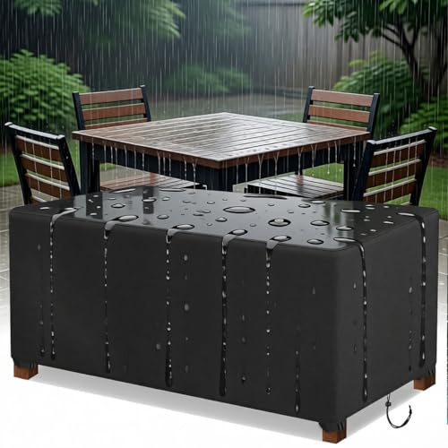 HNKDKJ Copertura Tavolo Esterno 140x90x70cm/LxPxA Rettangolare Telo Copertura per Giardino Coperture Antipolvere Anti-UV Copridivano Esterno Impermeabile Coperture per Set Arredo Giardino