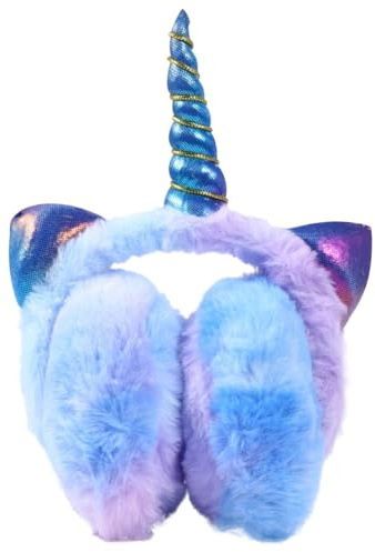 VILLFUL Warm Unicorn Earmuff Plush Material and Exquisite Cartoon Design, Blue Winter Ear Warmer to Keep Ears Warm for Random Color