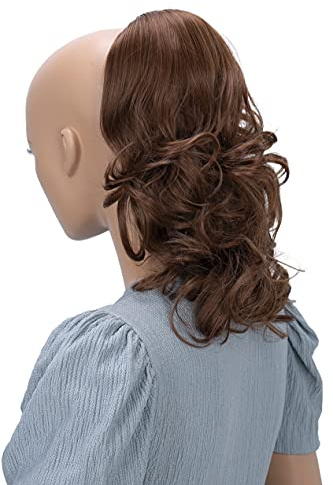 CAISHA 30 cm Hårstycke Fläta Hästsvans Hårförlängning Voluminös Vågig Brun PH8