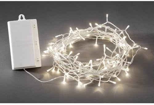 Konstsmide LED Lichterkette, mit an/aus Schalter und 6h Timer, 8 Funktionen und Memoryfunktion, 240 warm weiße Dioden, batteriebetrieben, Außen, transparentes Kabel, 4 x D 1.5V (exkl.) - 3733-103