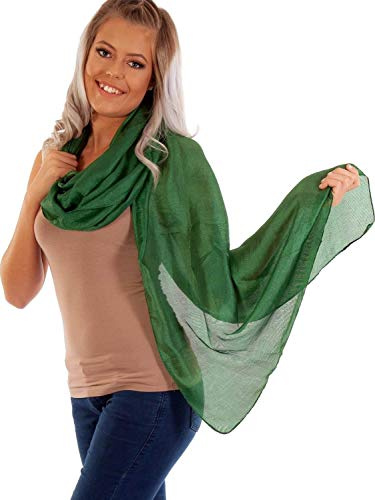 DOLCE ABBRACCIO by RiemTEX ® Prima Donna - Pañuelo de seda para mujer, 31 colores lisos, pañuelo de seda, bufanda de seda para mujer, bufanda de seda, Esmeralda, XX-Large