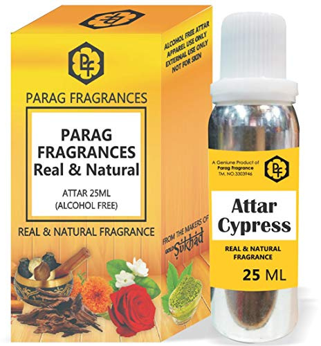 Parag Fragrances 25ml Cypress Attar With Fancy Empty Bottle (Alcohol Free, Long Lasting, Natural Attar) Also Available in 50/100/200/500 pack