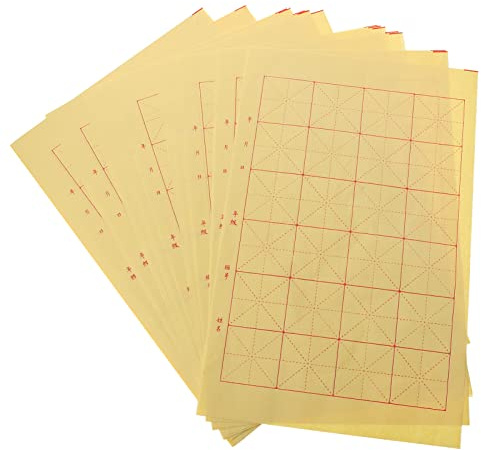 Healifty 150 fogli di carta di riso per calligrafia cinese con griglia di scrittura, per assorbimento tradizionale dell'inchiostro Xuan e calligrafia a pennello