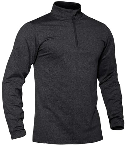 TACVASEN Pullover Herren Langarmshirt Half Zip Fleece Winterpullover Warm Atmungsaktiv Sport Sweatshirt mit Stehkargen