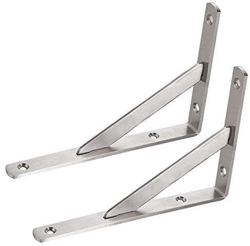 2 Stück Regalhalter Edelstahl Regalträger,90 Grad Winkelkonsole Wandkonsole Regal Unterstützung Wandhalter für Bücherregal Lagerregal Messestände(100x75mm)