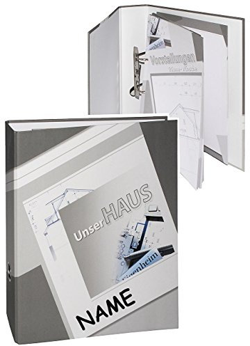 alles-meine.de GmbH A4 Ringbuch/Ordner/Fotoalbum - unser Haus - incl. Name/Bautagebuch - Bauabschnitte - Richtfest/Fotobuch/Photoalbum/Album + Einlagen für Planun..