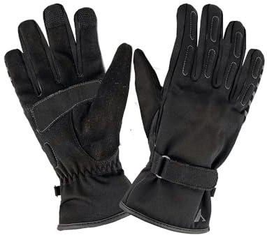 BY CITY | Guantes de Invierno para Moto Portland II Man | Guantes de Piel | Protecciones en Nudillos | Zonas Acolchadas | Refuerzo Antiabrasión en la Palma | Membrana Impermeable (L, Black)
