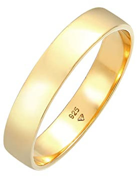 Kuzzoi Herrenring (4.5 mm) Handgefertigt, Bandring für Männer aus 925 Sterling Silber vergoldet, Ehering Verlobungsring Freundschaftsring, Basic Herren Ring poliert, Ringgröße 60 – 66 (54)