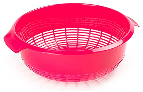 Tradineur - Escurreverduras de plástico con asas, colador, cesta de drenaje de frutas, verduras, pasta, cocina, Ø 27 cm, color aleatorio