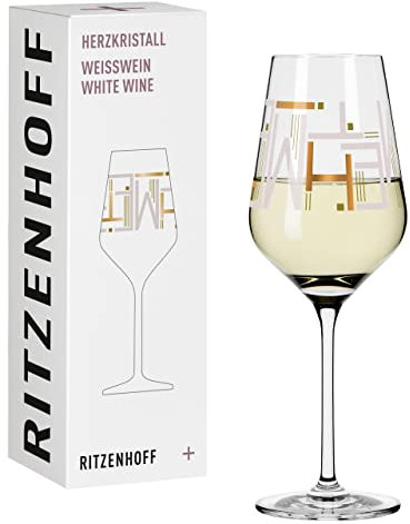 Ritzenhoff 3011010 Copa de vino blanco 300 ml - Serie Herzkristall No. 10 - con motivo de letras en oro rosa - Made in Germany