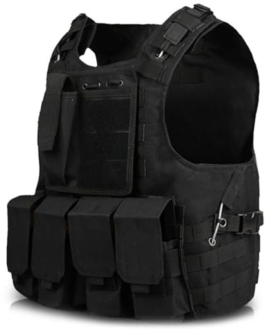 Gilet de chasse modulaire pour hommes de plein air gilet de charge pour l'entraînement au jeu, Noir