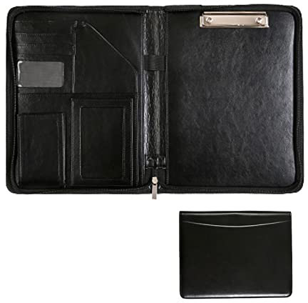 Schreibmappe Konferenzmappe Geschäfts Dokumentenmappe A4 Businessmappe Leder Ringbuch Mit Reißverschluss Businessmappe Für Damen Herren (Color : Black)